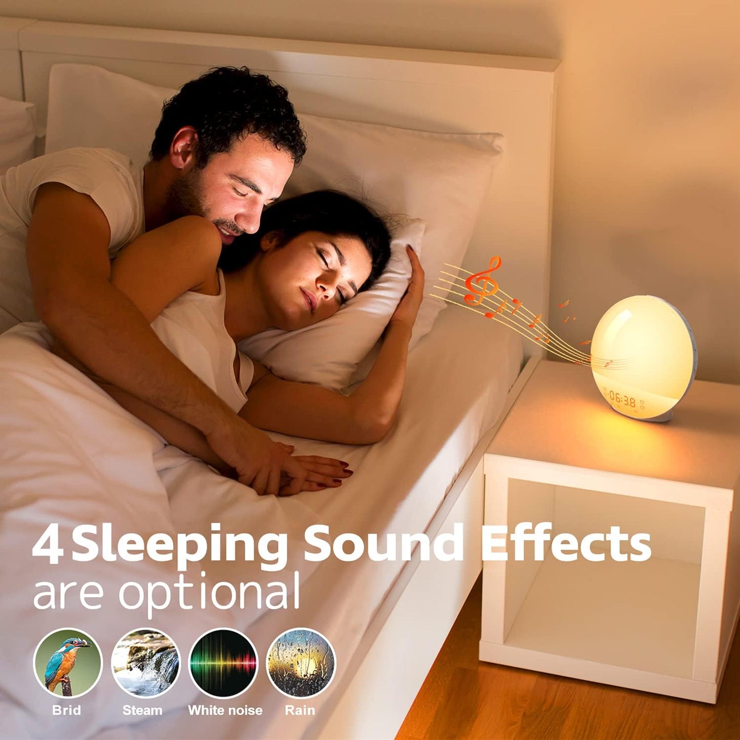 Sunrise Alarm Clock for Restful Mornings - 7 Colors Night Light, Wake Up Light with Sunrise/Sunset Simulation, Dual Alarms & Soothing Sounds, Snooze & Sleep Aid, FM Radio