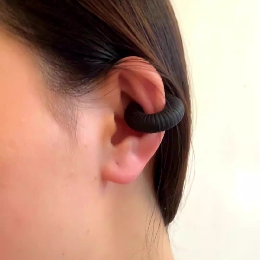 Simple Colorful Threaded Stripes No Piercing Ear Clip Single Ear Bone Nail Women's Trendy Circle Ear Clip