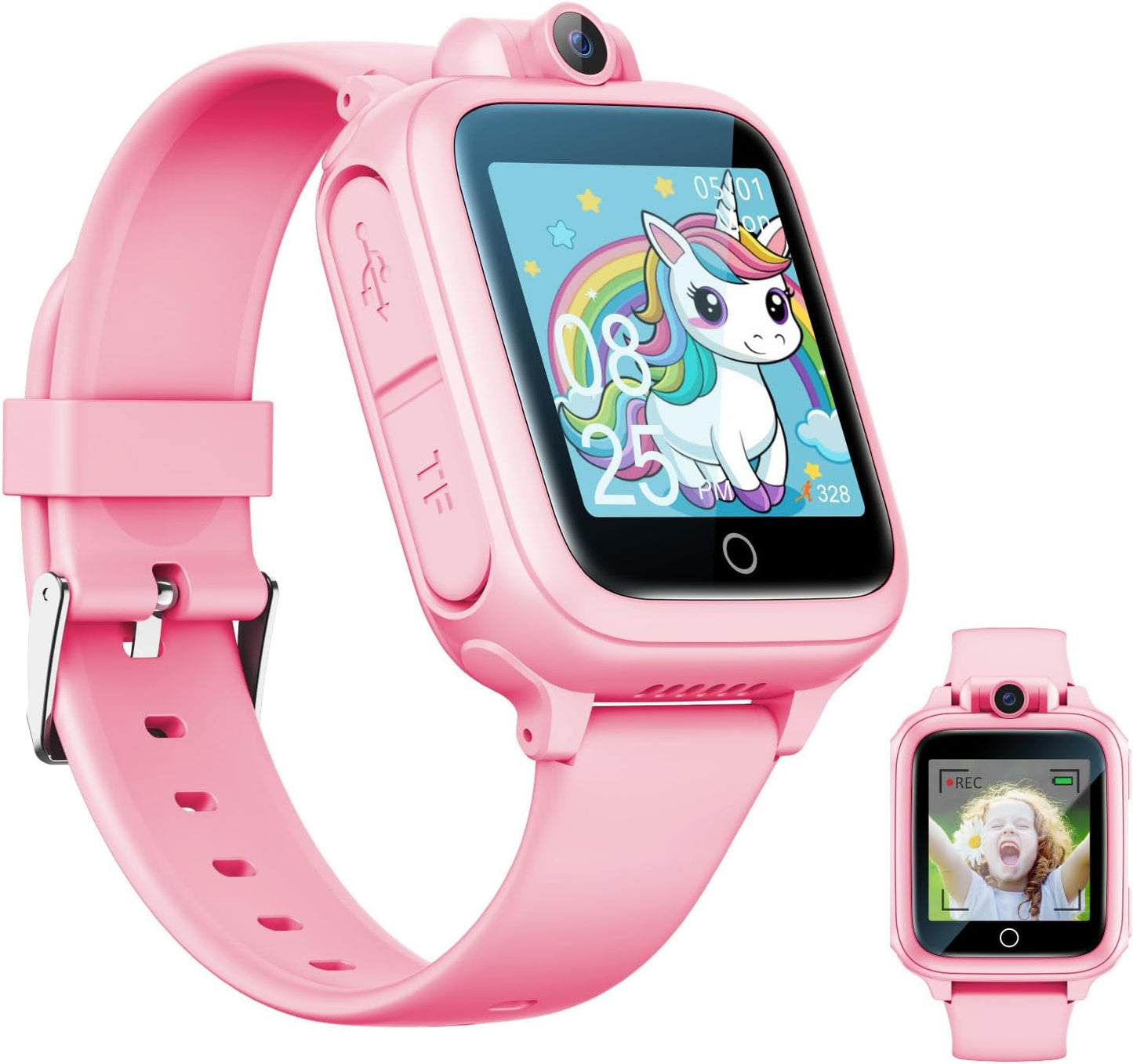 Kids Smart Watch with 26 Games, Camera, Video Recorder, Music, Alarm, Calculator, Calendar, Flashlight, Stopwatch, and Pedometer – Fun Birthday Gift for Girls Ages 4-16 (Pink)