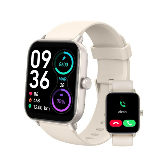 Gleam Up Smart Watch – Alexa, Fitness Tracker, Heart Rate Monitor, IP68 Waterproof (White)