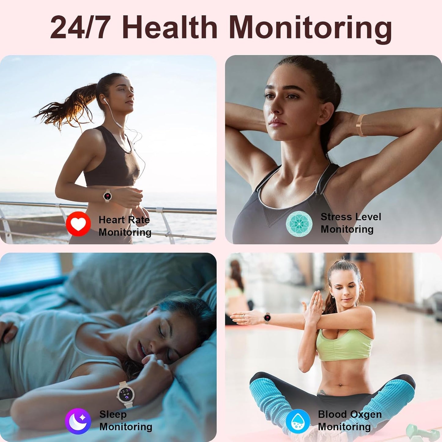 HER Luxury Smart Watch with Bluetooth Calling, 1.32" Custom Dial Fitness Tracker – Heart Rate, Sleep & Step Monitor, Waterproof, Android & iPhone Compatible