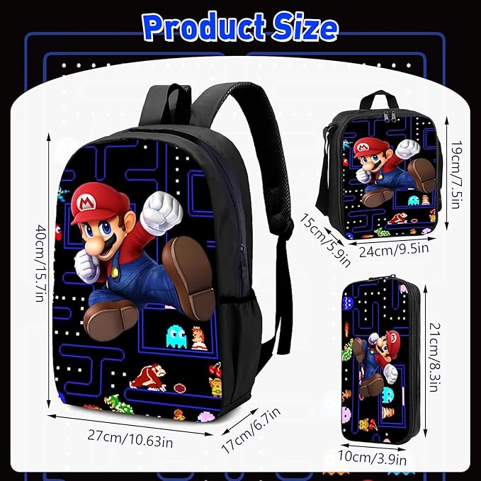 Kids Backpack Set with Lunch Bag & Pencil Case – Cartoon Toddler School Bag