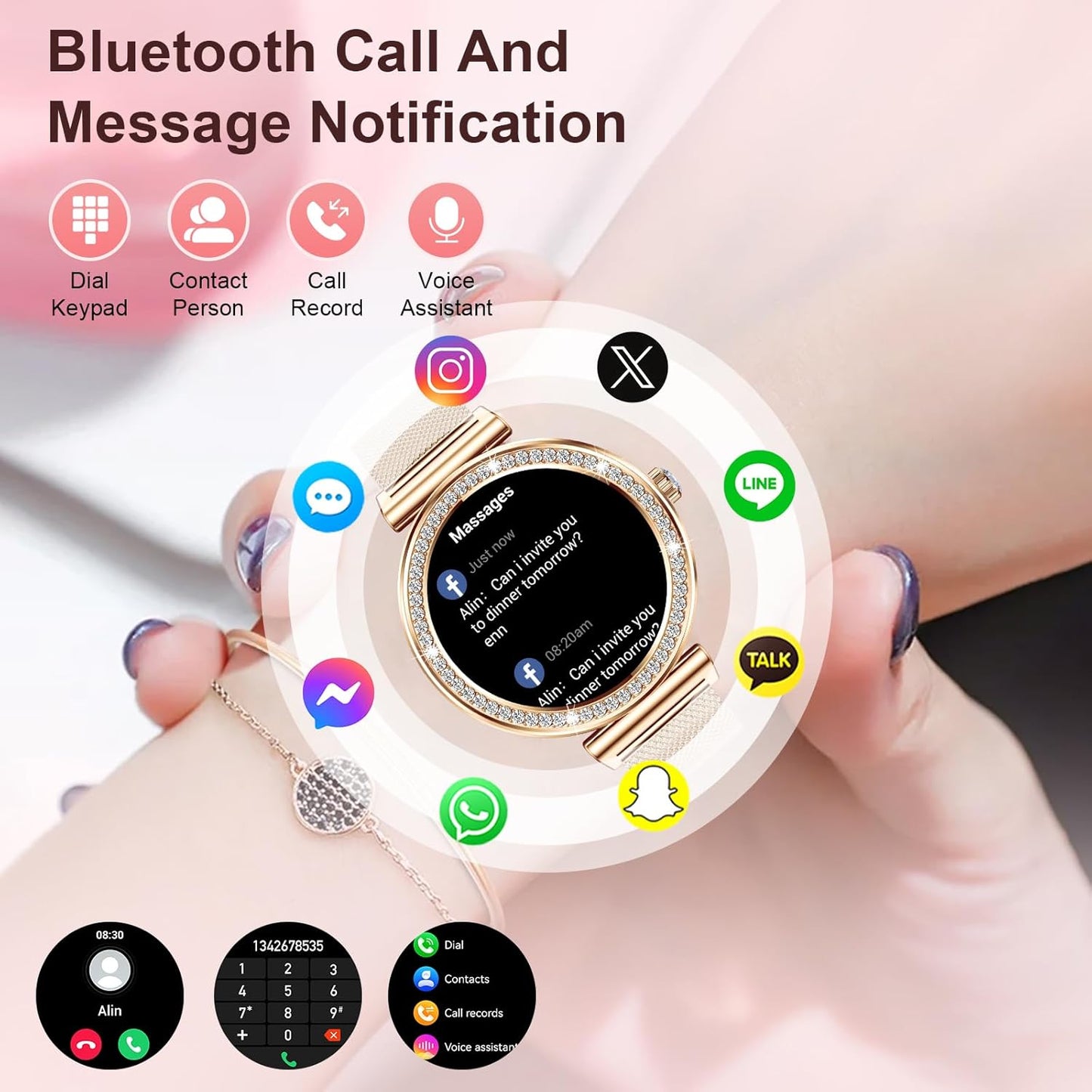 HER Luxury Smart Watch with Bluetooth Calling, 1.32" Custom Dial Fitness Tracker – Heart Rate, Sleep & Step Monitor, Waterproof, Android & iPhone Compatible