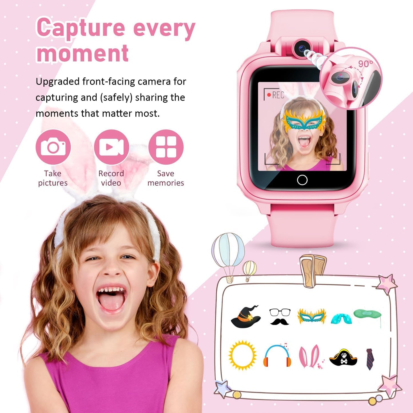 Kids Smart Watch with 26 Games, Camera, Video Recorder, Music, Alarm, Calculator, Calendar, Flashlight, Stopwatch, and Pedometer – Fun Birthday Gift for Girls Ages 4-16 (Pink)