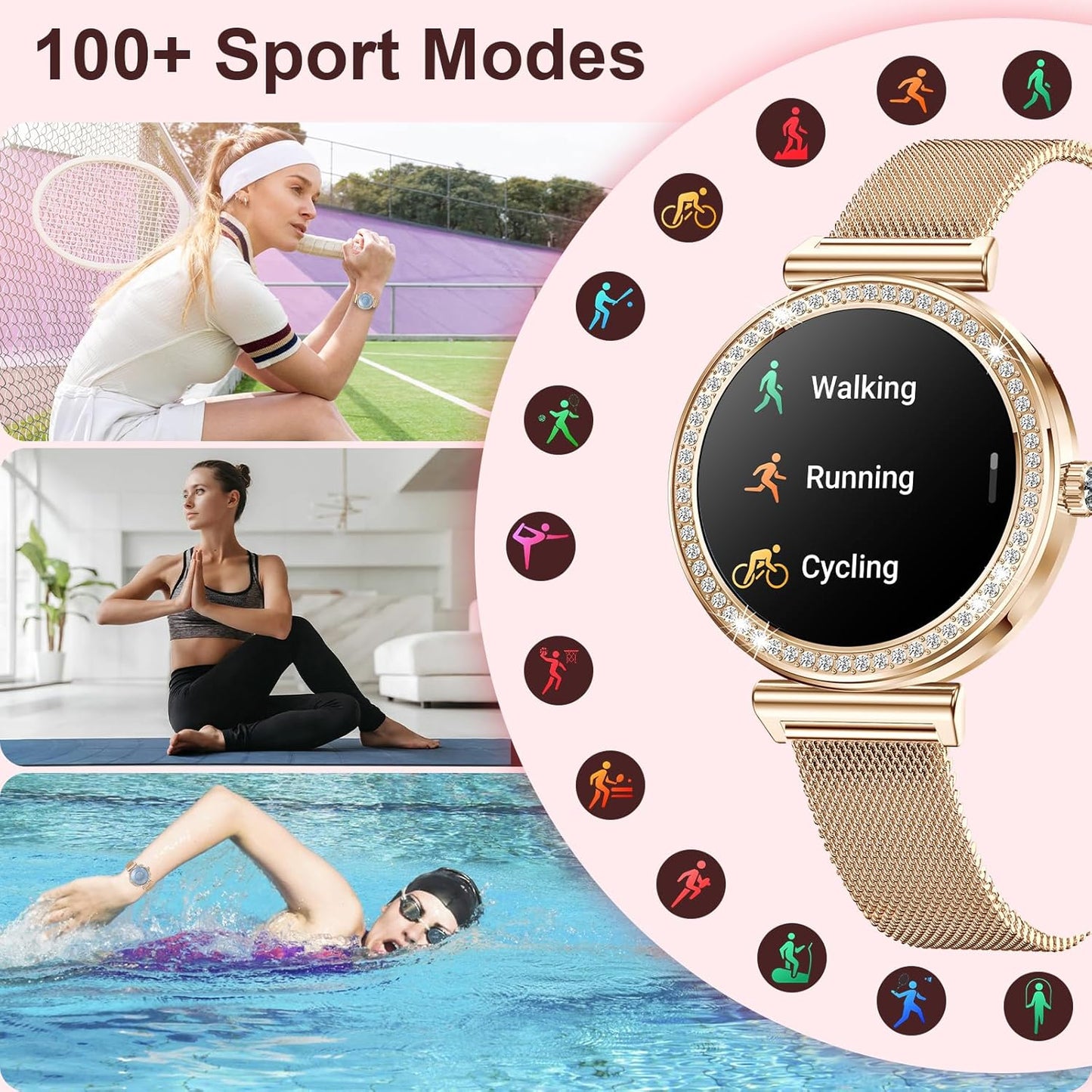 HER Luxury Smart Watch with Bluetooth Calling, 1.32" Custom Dial Fitness Tracker – Heart Rate, Sleep & Step Monitor, Waterproof, Android & iPhone Compatible