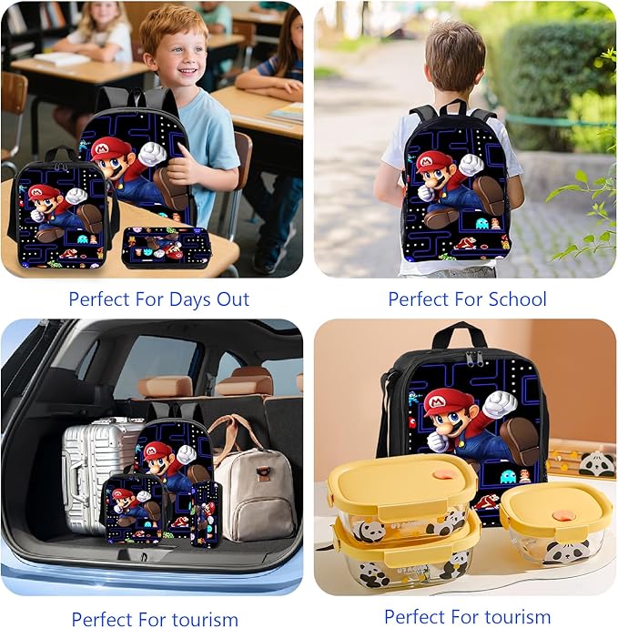 Kids Backpack Set with Lunch Bag & Pencil Case – Cartoon Toddler School Bag