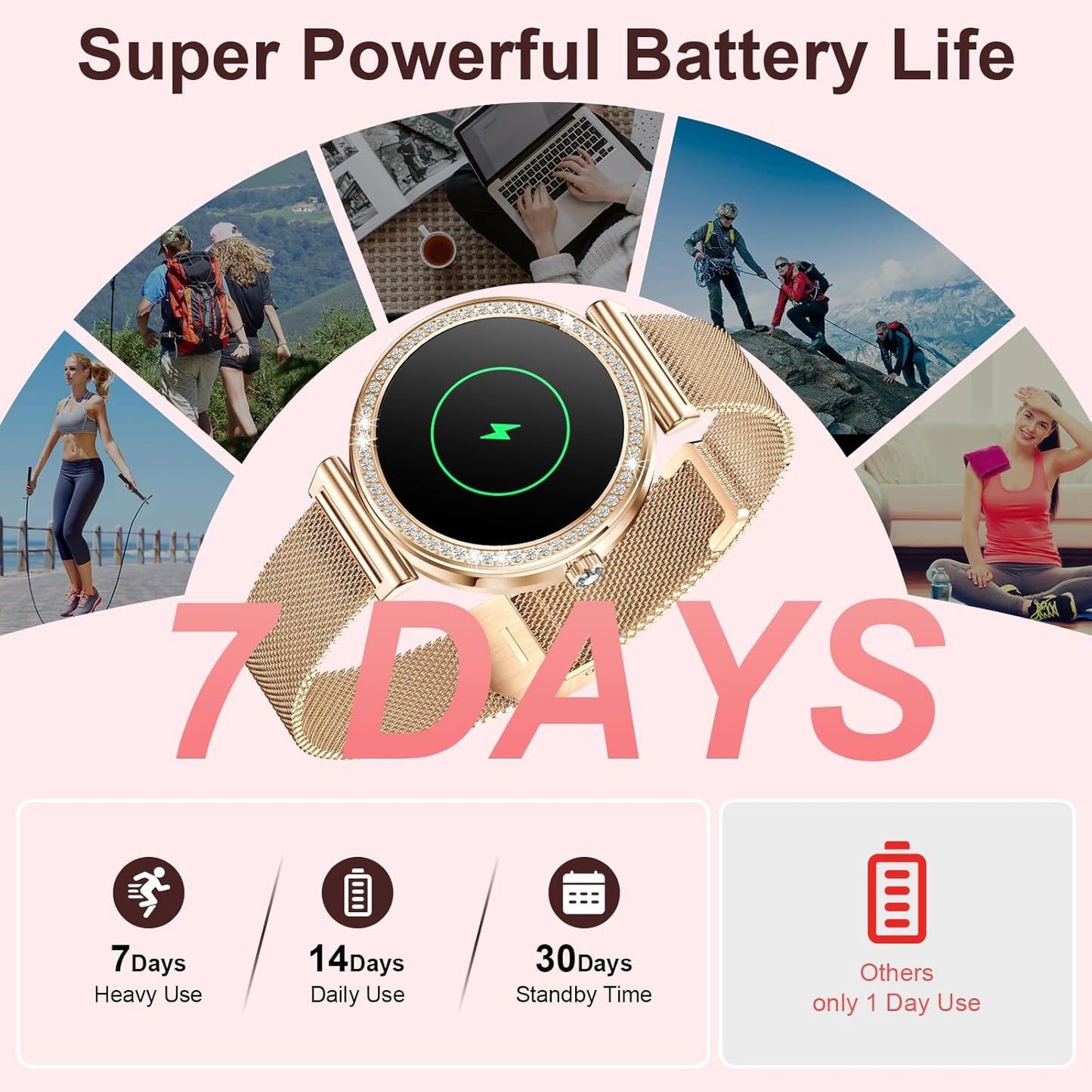 HER Luxury Smart Watch with Bluetooth Calling, 1.32" Custom Dial Fitness Tracker – Heart Rate, Sleep & Step Monitor, Waterproof, Android & iPhone Compatible