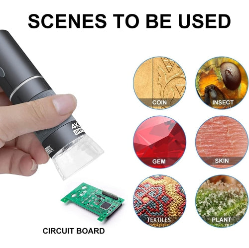 4K WIFI Microscope, 50 to 1000X USB Digital Microscope with Wireless Super HD Endoscope Camera Compatible with All Smartphones.