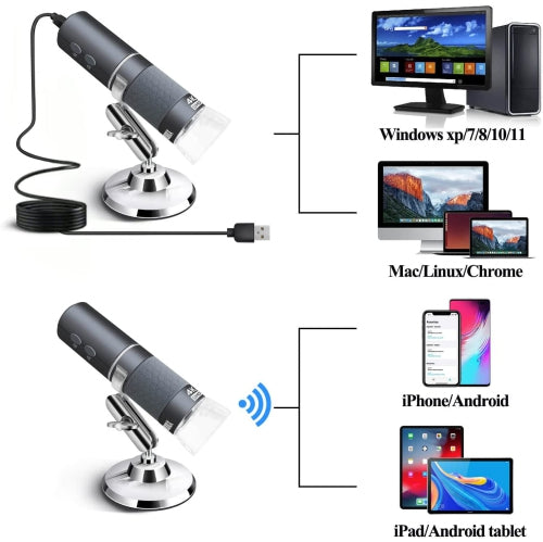 4K WIFI Microscope, 50 to 1000X USB Digital Microscope with Wireless Super HD Endoscope Camera Compatible with All Smartphones.