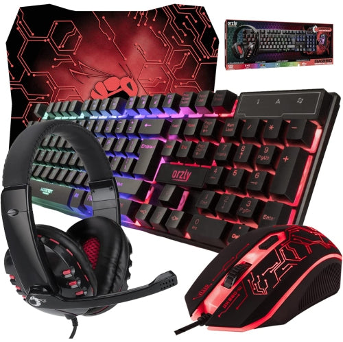 4 in 1 Gaming Keyboard, Mouse, Headset, and Mouse Pad Combo, Wired LED RGB Backlights, Bundle for PC Gamers, Xbox and PS4 Users.