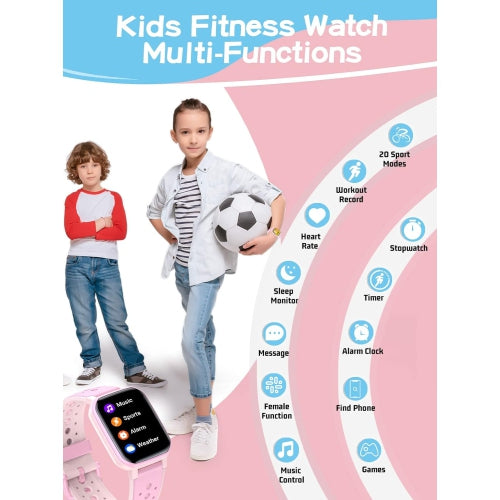 ULTREND Smart Watch for Kids, Fitness Activity Tracker, 1.44" touch screen, 3 Built-in games, IP68 waterproof, and 6 sports modes.