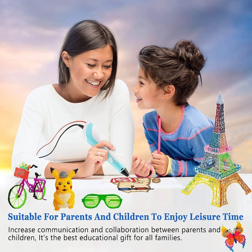 3D Pen for Kids, Upgraded Printing and Drawing Creative Pen, with 12 Colors PLA Filament Refills and Charger
