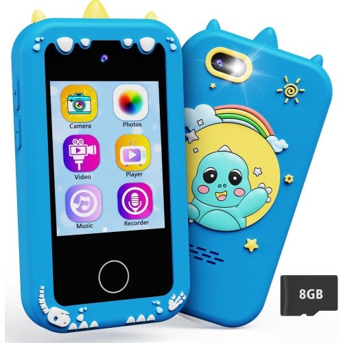Kids Smart Phone Toy for Boys 3-8 Years Old. Dinosaur birthday gifts, Educational games, Dual cameras, MP3 Music Player, and touchscreen pretend play. Toddler Birthday Gifts
