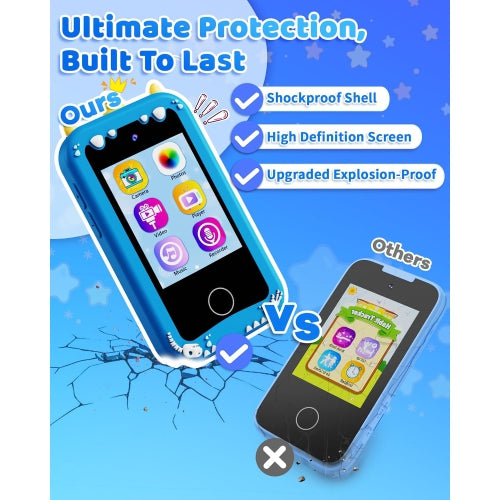 Kids Smart Phone Toy for Boys 3-8 Years Old. Dinosaur birthday gifts, Educational games, Dual cameras, MP3 Music Player, and touchscreen pretend play. Toddler Birthday Gifts