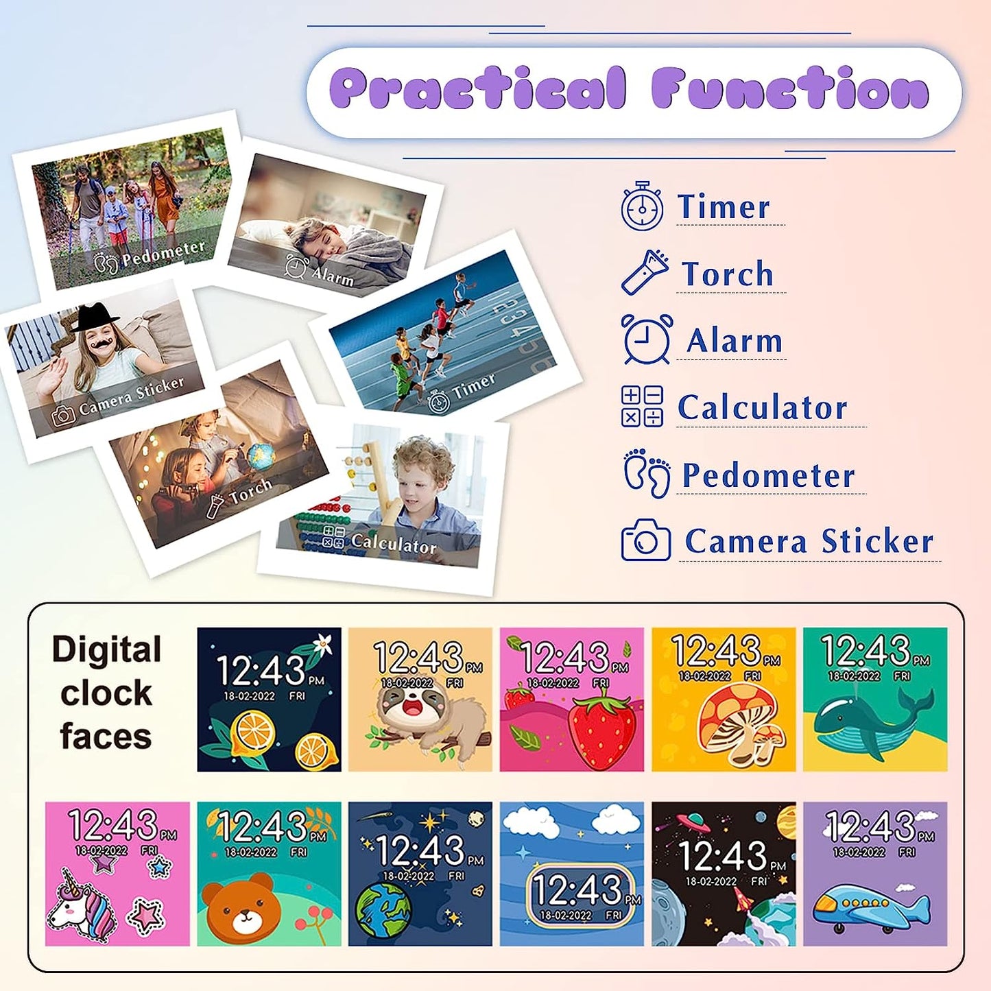 Smart Watch for Kids 4-12 Years Old with 1.54" Touch Screen, 15 Games, best for Birthday Gift (Purple)