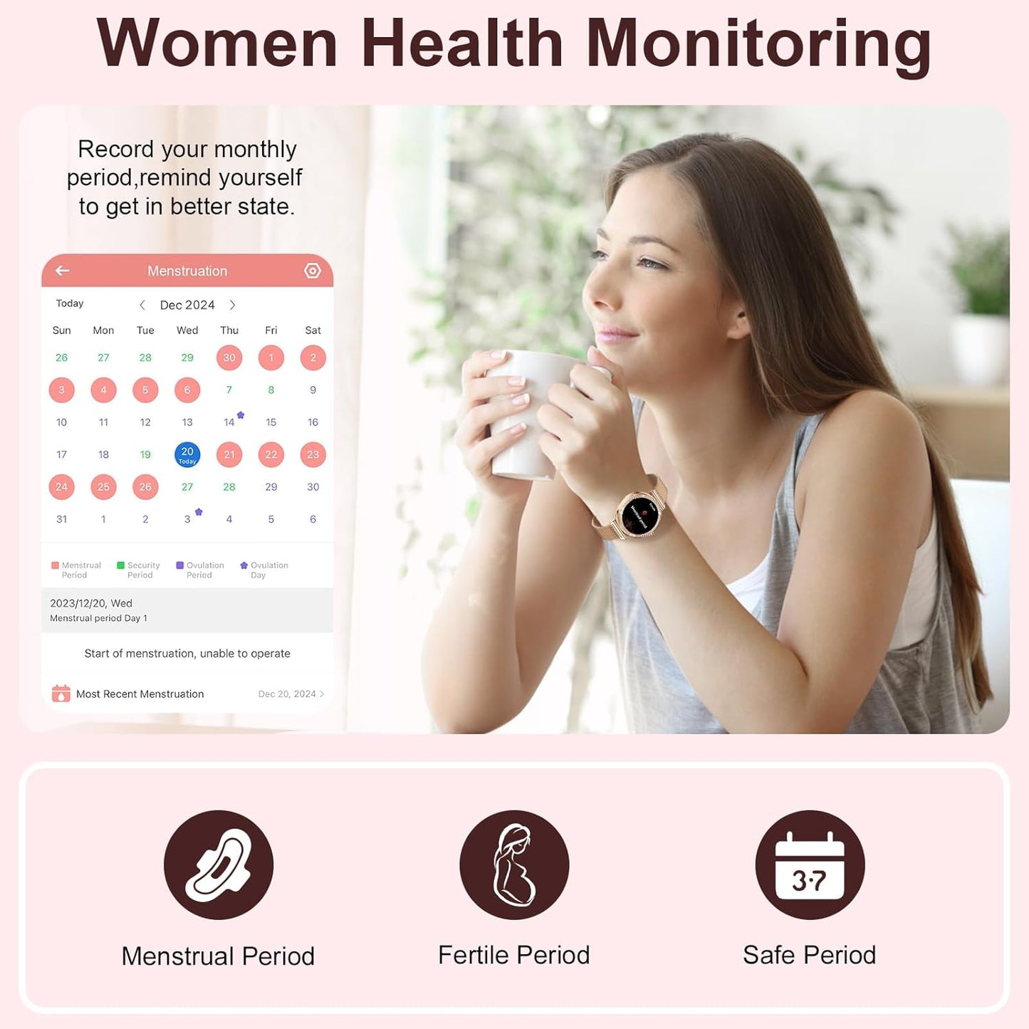 HER Luxury Smart Watch with Bluetooth Calling, 1.32" Custom Dial Fitness Tracker – Heart Rate, Sleep & Step Monitor, Waterproof, Android & iPhone Compatible