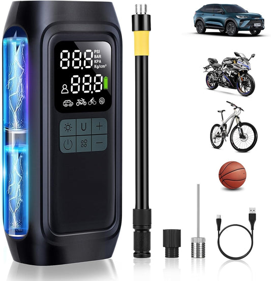Portable Tire Inflator with 150PSI & 20000mAh Battery – Cordless Air Compressor for Car, Bike, Motorcycle & Sports Equipment, Auto Shut-Off & Digital Gauge