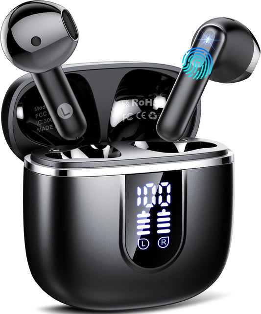 2025 New Bluetooth 5.4 Wireless Earbuds – Mini HiFi Stereo with 4 ENC Noise Cancelling Mics, 40H Battery, USB-C, IP7 Waterproof – Ideal for Sports & Workouts