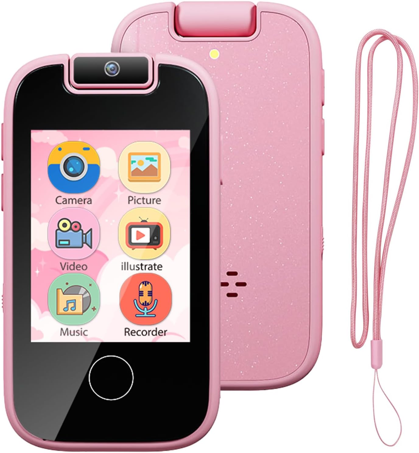 Kids Smart Phone Toy – 2.8" Touchscreen, Dual Cameras, MP3, 13 Games & Habit Tracker (Pink)