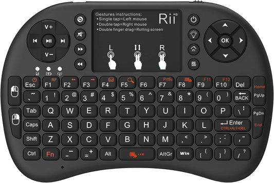 Rii i8+ Mini Wireless Touch Keyboard with Touchpad & LED Backlight – 2.4GHz Compact Keyboard Remote for Smart TV, Android TV Box, Windows, Mac, Raspberry Pi