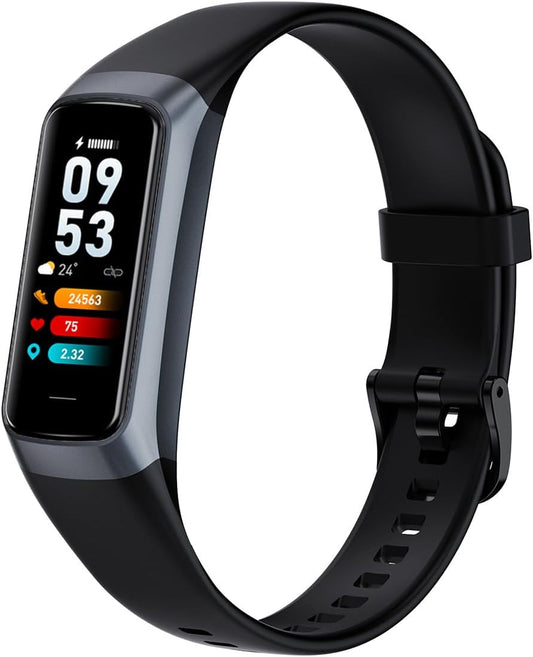 Heart Rate Fitness Tracker & Activity Smartwatch, Sports Bracelet with Sleep Monitor, Calorie Counter, Pedometer & IP67 Waterproof Wristband for Men & Women (Black)