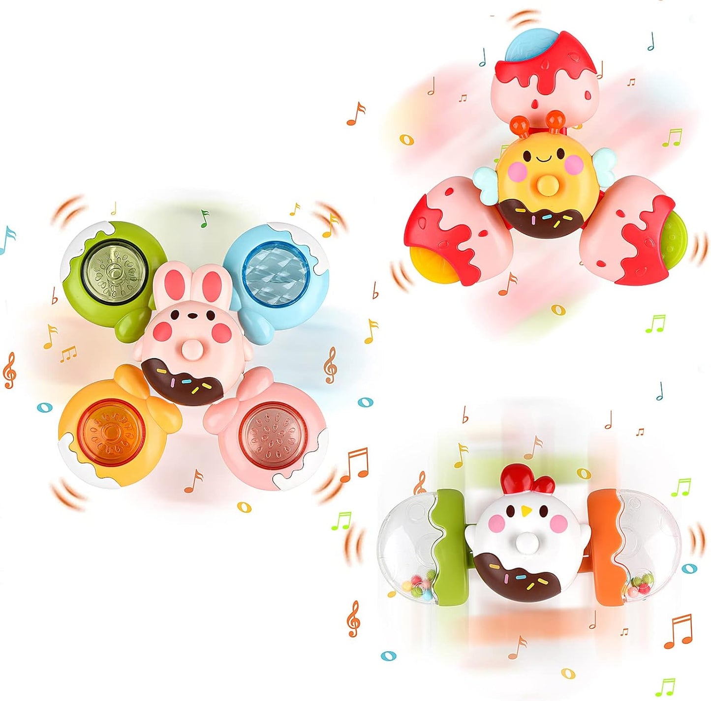 Suction Cup Spinner Sensory Bath Toy – Rotating & Detachable Fun for Babies 12-18 Months & Toddlers 1-3 (Perfect Birthday Gift for Boys & Girls)