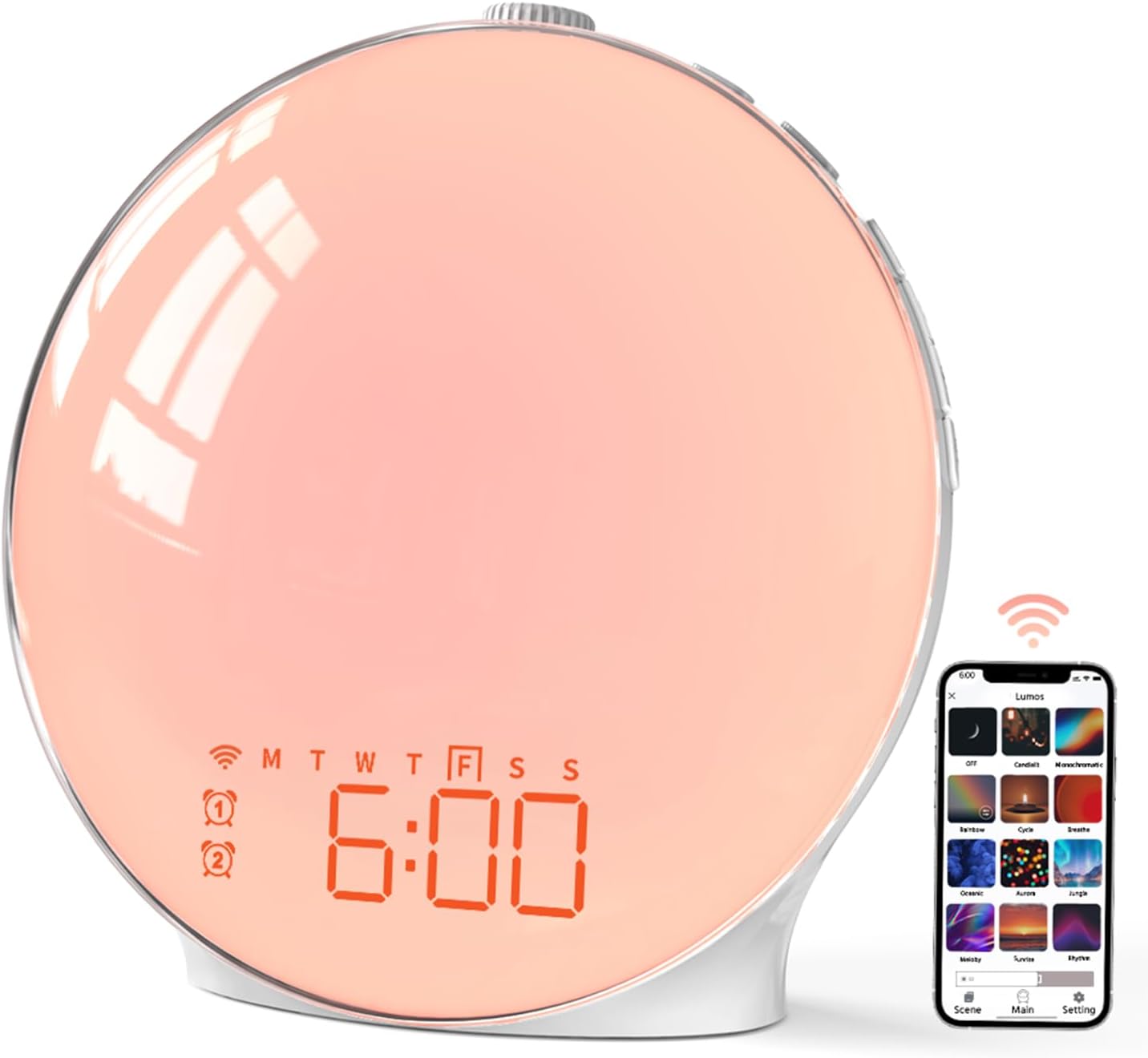 Sunrise Alarm Clock with Smart APP Control, Sunrise Simulation, Noise Sound Machine, Dual Alarms, FM Radio - Enhance Your Morning Routine, Alarm Clocks for Bedrooms