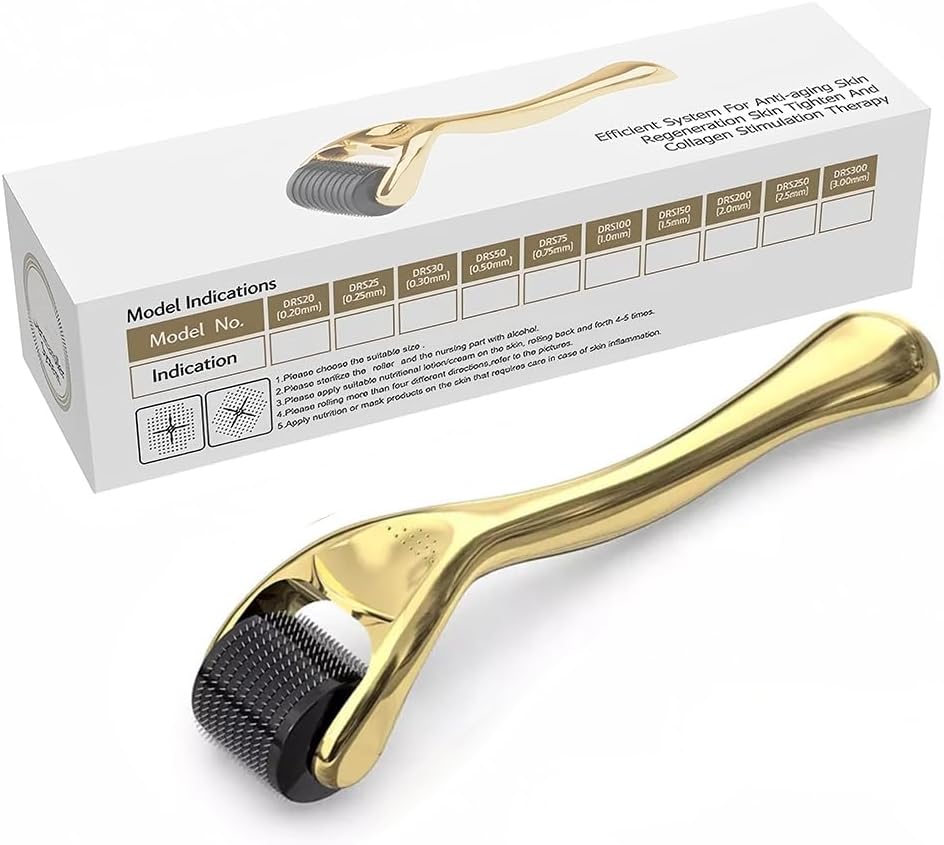Titanium Microneedle Derma Roller – 1.0MM for Face, Beard & Skincare – Professional Micro Needling Tool for Men & Women with Storage Case