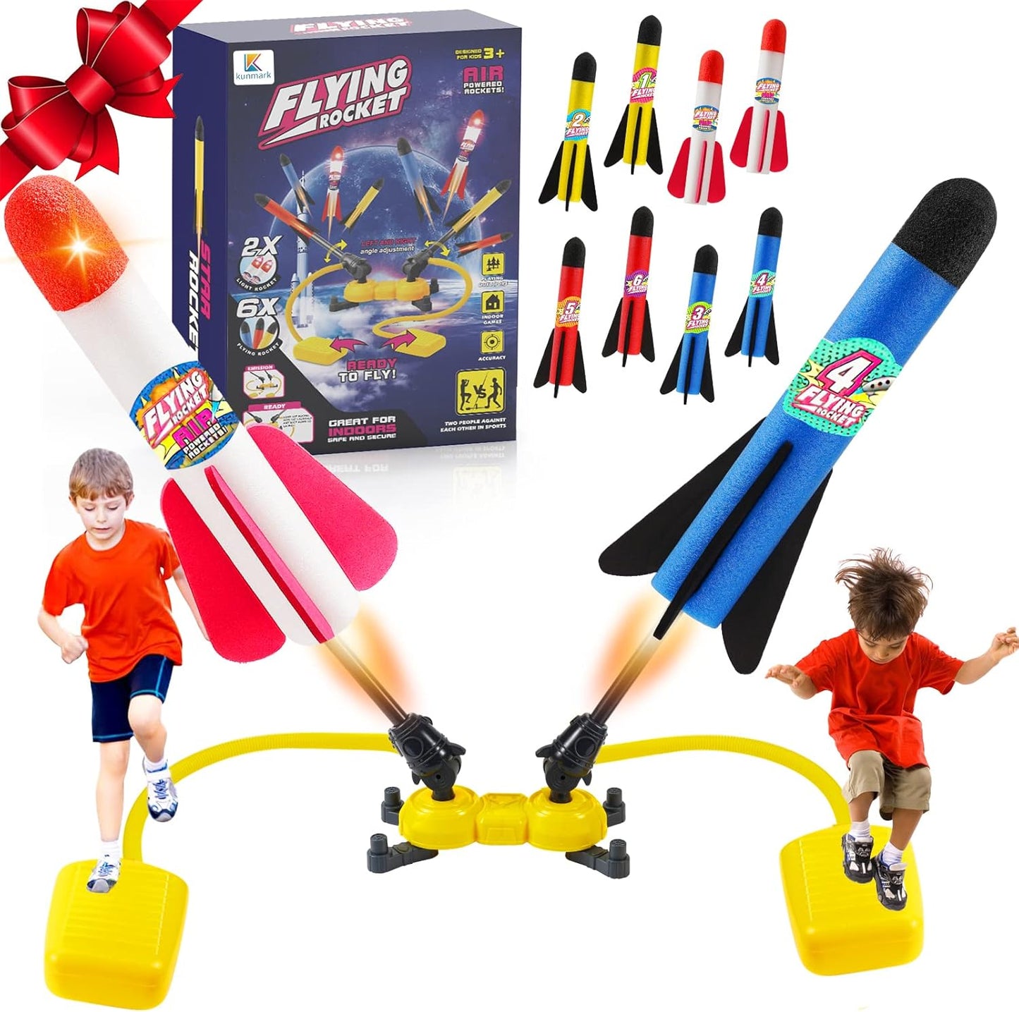 Rocket Launcher Blast Pack – 100-Foot Foam Rocket Set with 8 Colorful Rockets & 2 Stomp Launchers, Perfect Outdoor Fun Gift for Boys & Girls