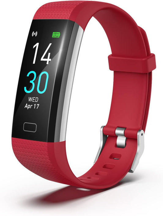 Fitness Tracker Watch with Heart Rate & Sleep Monitor, Step Counter, Calorie Tracker & Multi-Sport Modes for Android & iOS (RED)