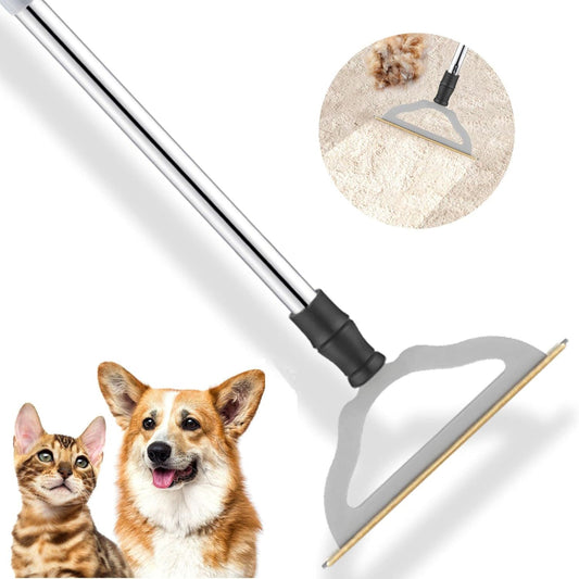 Adjustable Carpet Rake for Pet Hair – Long Handle Fur Remover for Dog & Cat Hair, Reusable Lint & Hair Removal Brush for Carpets & Rugs