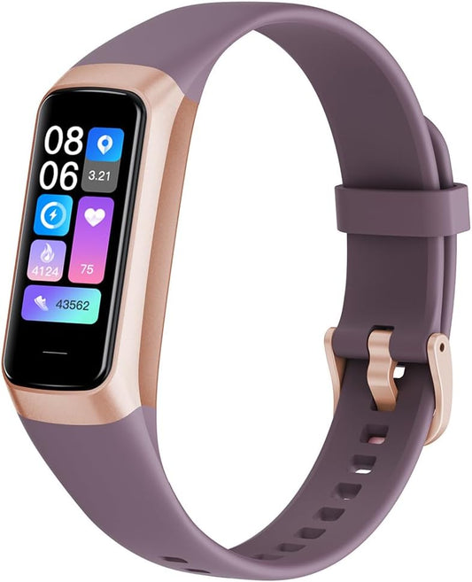 Heart Rate Fitness Tracker & Activity Smartwatch, Sports Bracelet with Sleep Monitor, Calorie Counter, Pedometer & IP67 Waterproof Wristband for Men & Women (Purple)