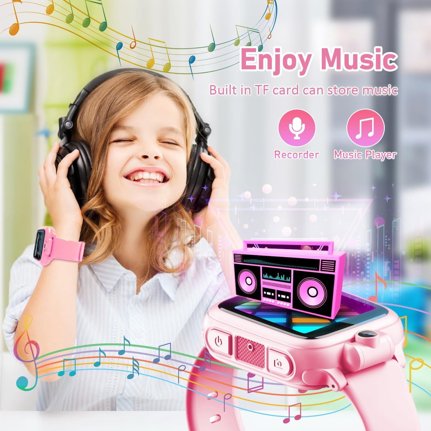 Kids Smart Watch with 26 Games, Camera, Video Recorder, Music, Alarm, Calculator, Calendar, Flashlight, Stopwatch, and Pedometer – Fun Birthday Gift for Girls Ages 4-16 (Pink)