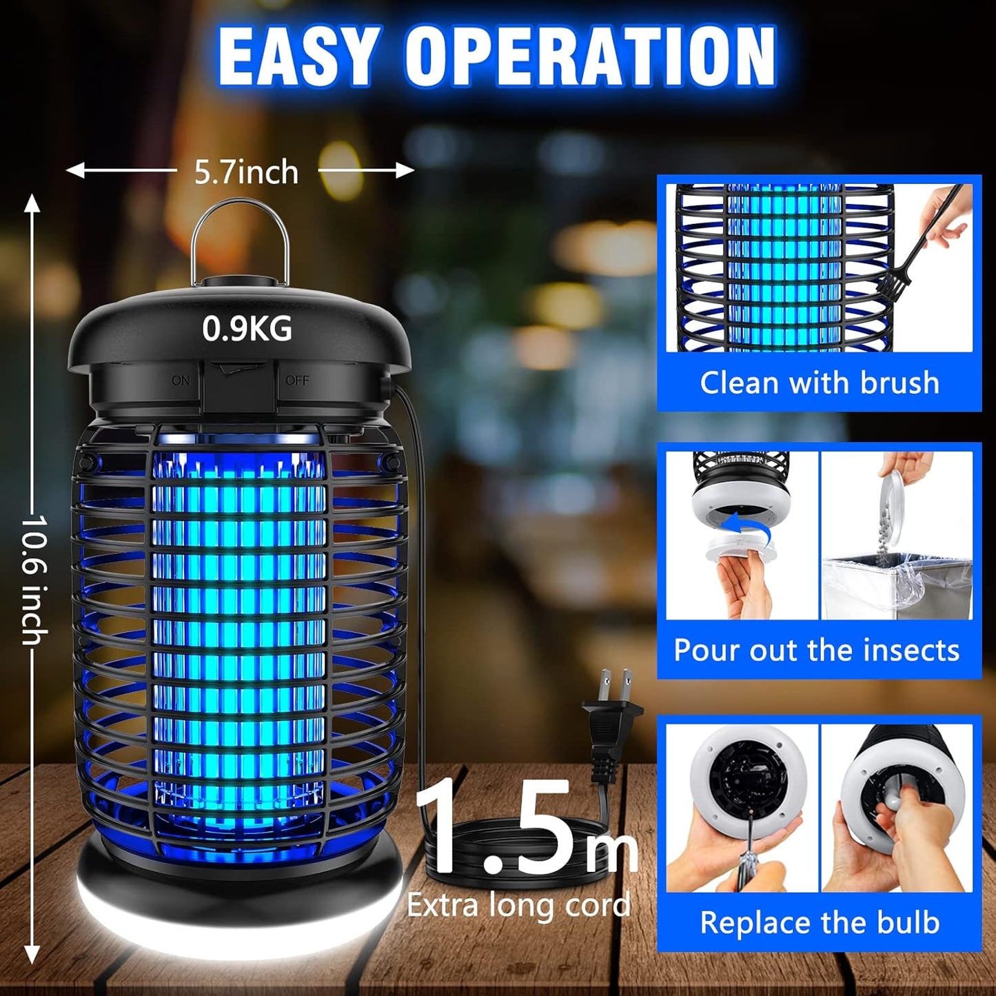 Endbug 2-in-1 Outdoor Bug Zapper with LED Light and 4200V Grid