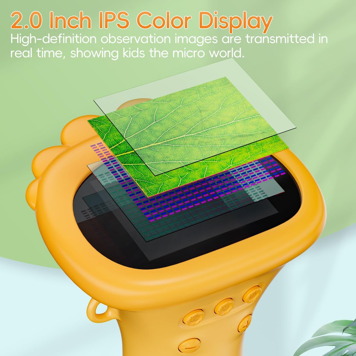 1000X Handheld Digital Microscope for Kids – 2" IPS Screen, HD Portable Mini USB Microscope Camera, PC Compatible, Educational Science Fun Gift for Children & Students (Orange)