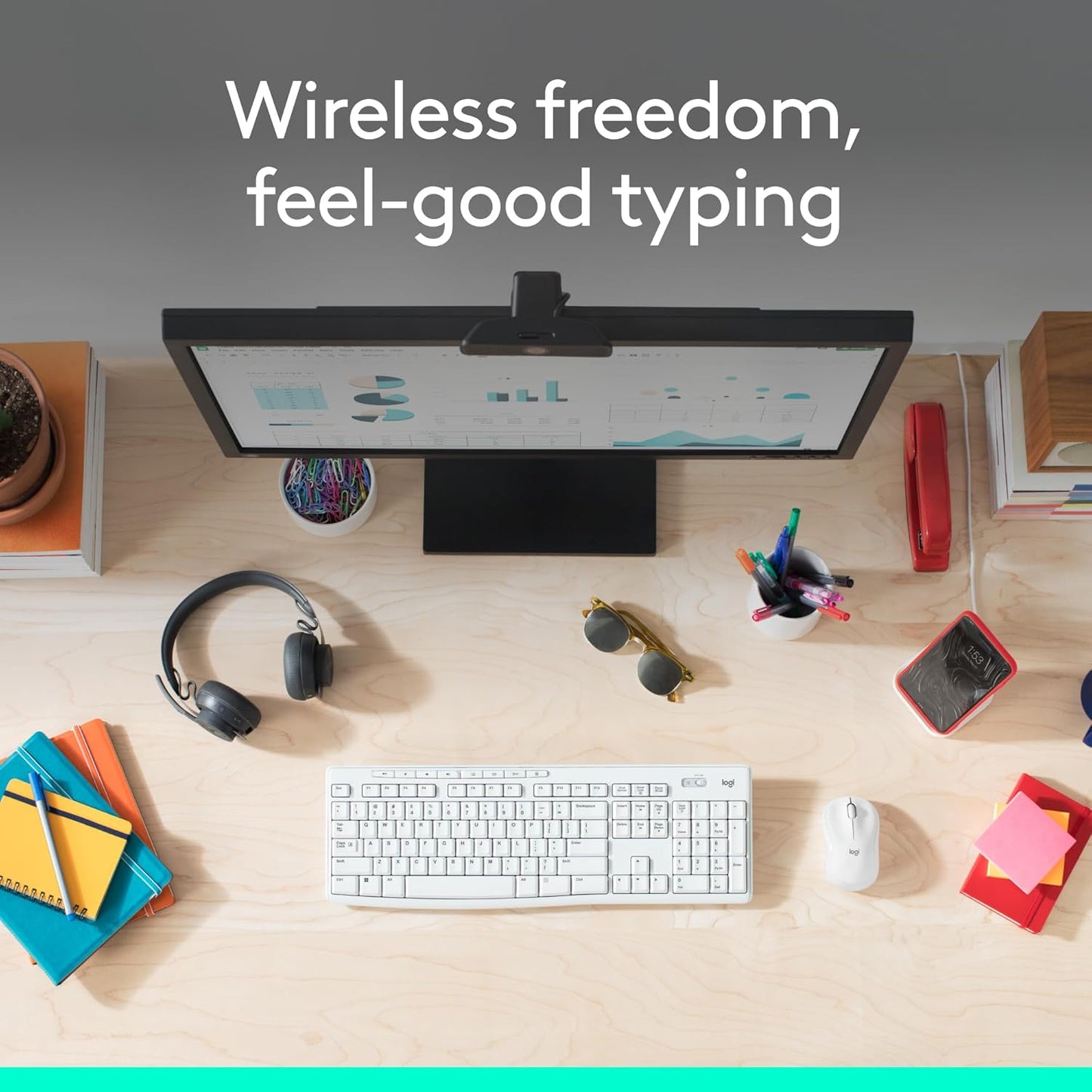 Logitech MK270 Wireless Keyboard and Mouse Combo – 2.4GHz Wireless, Compact Mouse, Long Battery Life, Off White