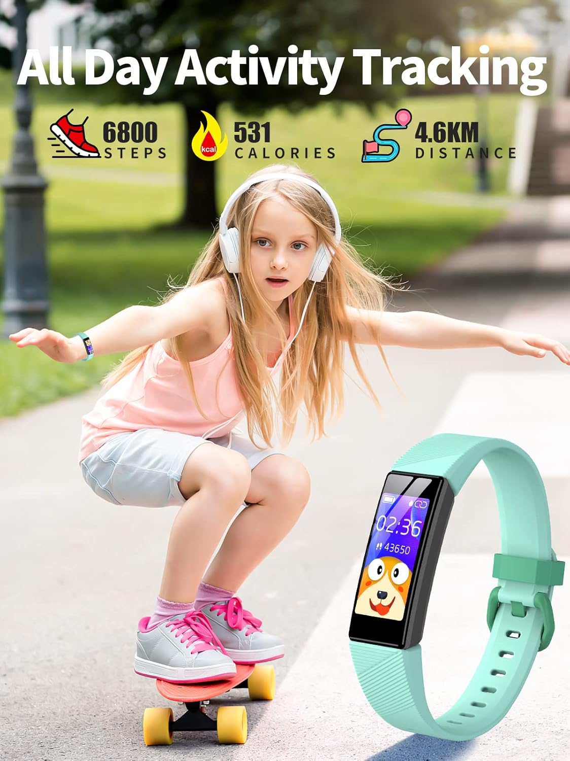 Waterproof Kids Fitness Tracker Watch for Boys & Girls (Ages 5-16), Heart Rate & Sleep Monitor, Calorie Counter, 11 Sport Modes, Replaceable Band – Activity Watch for Active Kids