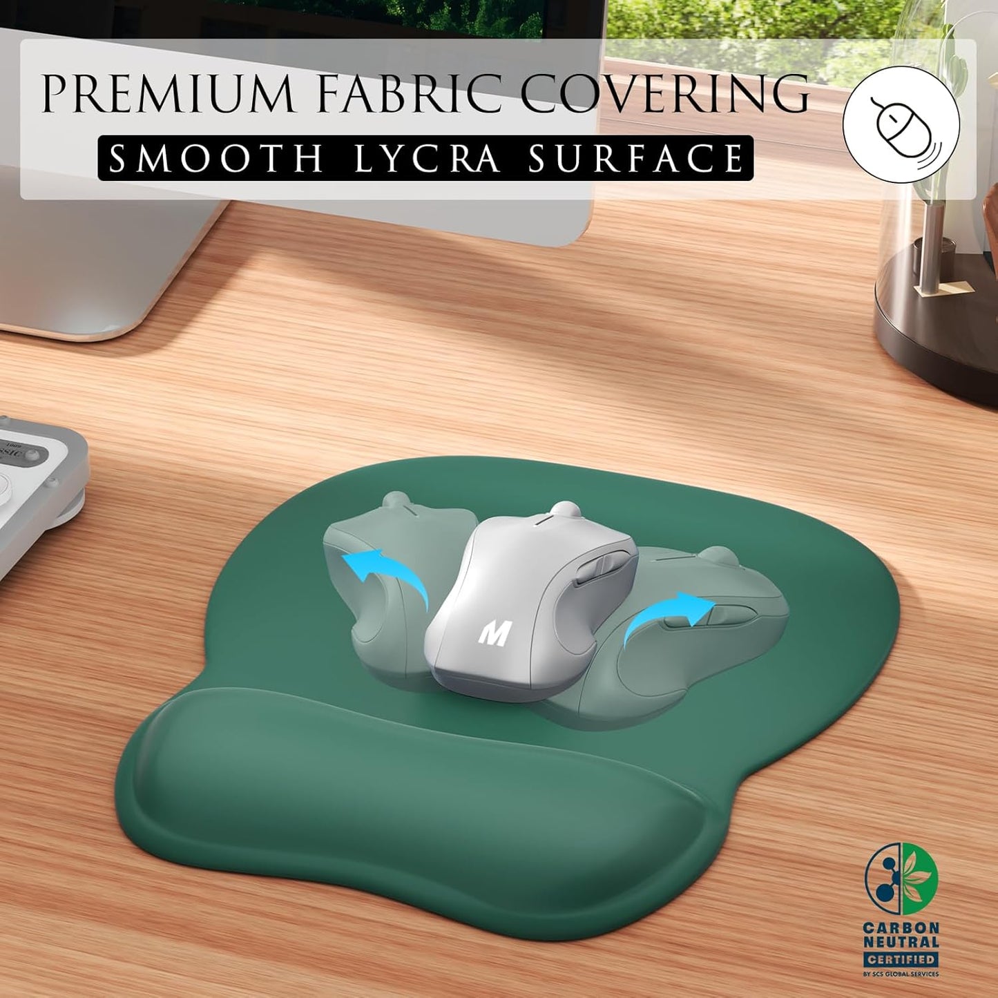Ergonomic Gel Mouse Pad with Wrist Rest – Non-Slip Base, Smooth Lycra Surface (9.4" x 8.1")