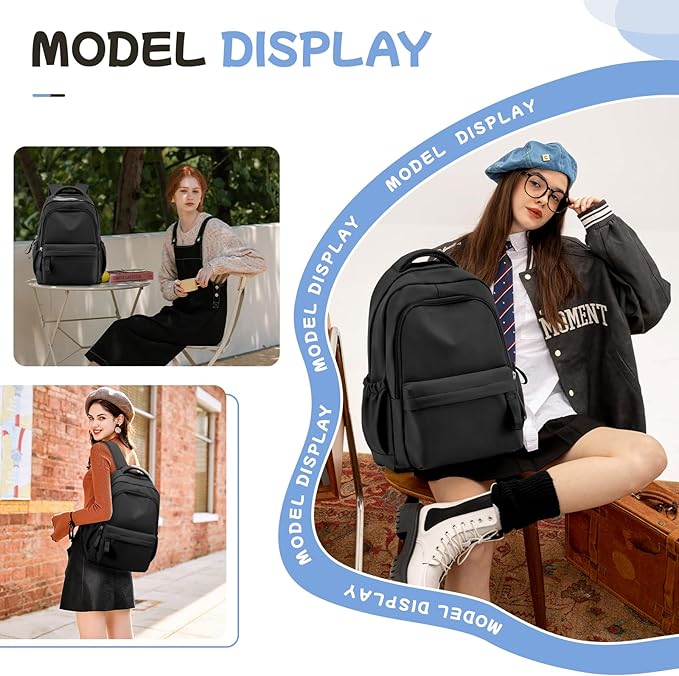 Urban-Nomad School Backpack – College & Travel Laptop Bag for Women, Men & Teens (Black)