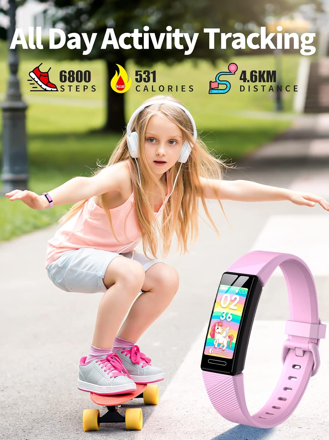 Waterproof Kids Fitness Tracker Watch for Boys & Girls (Ages 5-16), Heart Rate & Sleep Monitor, Calorie Counter, 11 Sport Modes, Replaceable Band – Activity Watch for Active Kids
