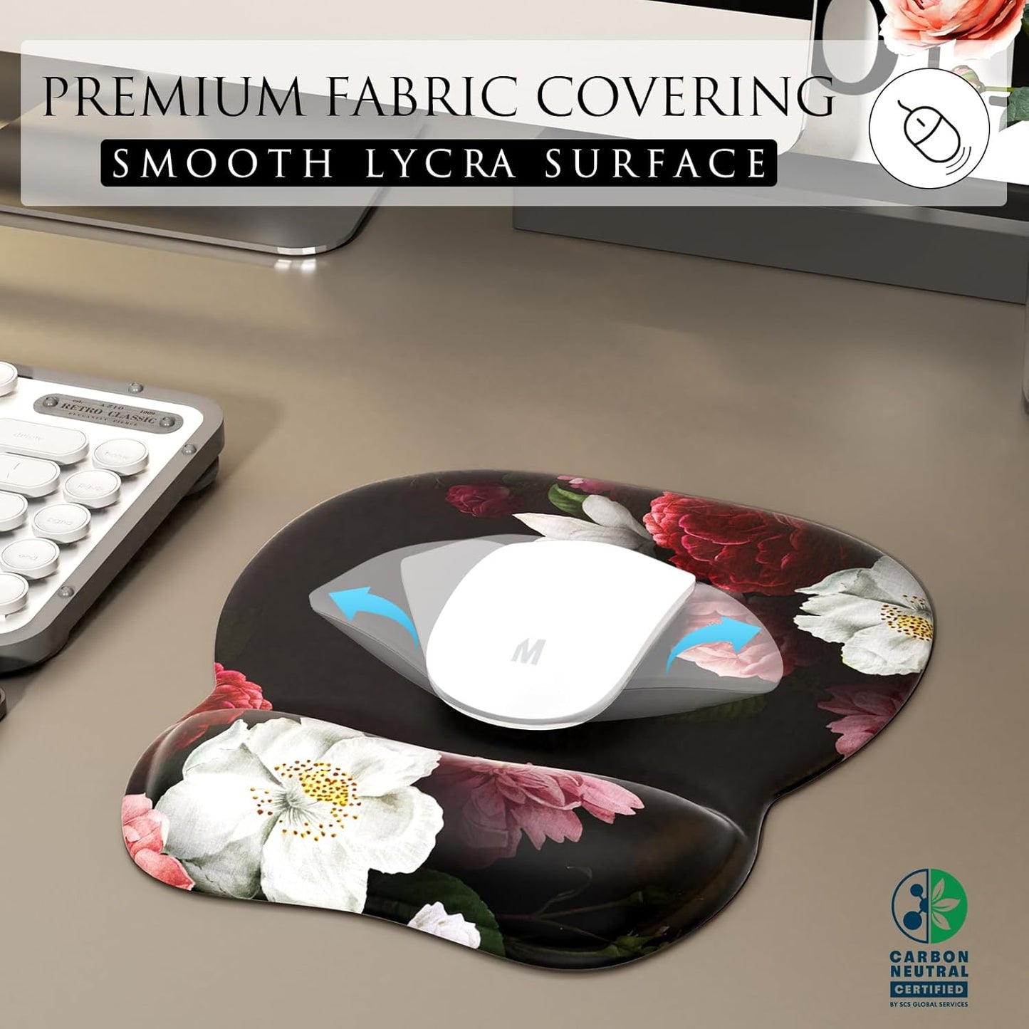 Ergonomic Gel Mouse Pad with Wrist Rest – Non-Slip Base, Smooth Lycra Surface (9.4" x 8.1")