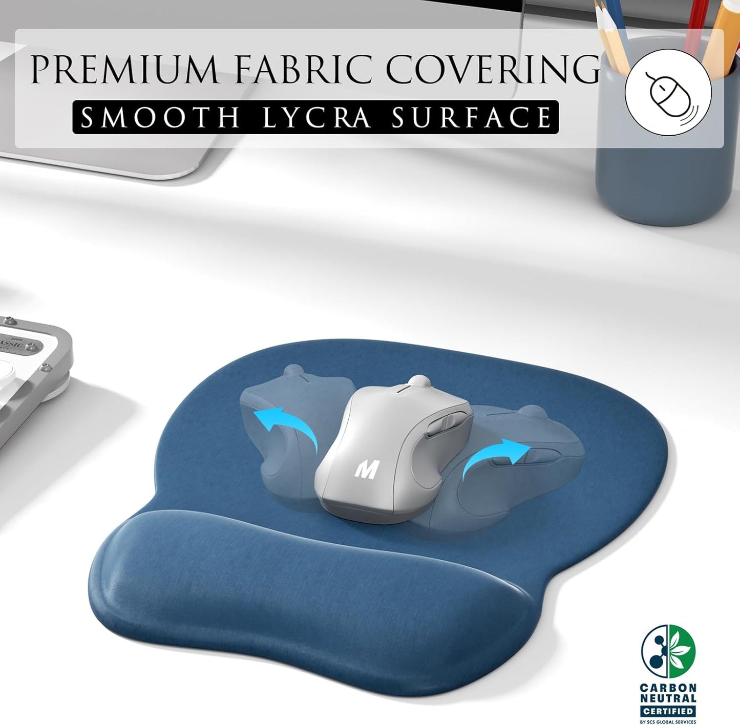 Ergonomic Gel Mouse Pad with Wrist Rest – Non-Slip Base, Smooth Lycra Surface (9.4" x 8.1")