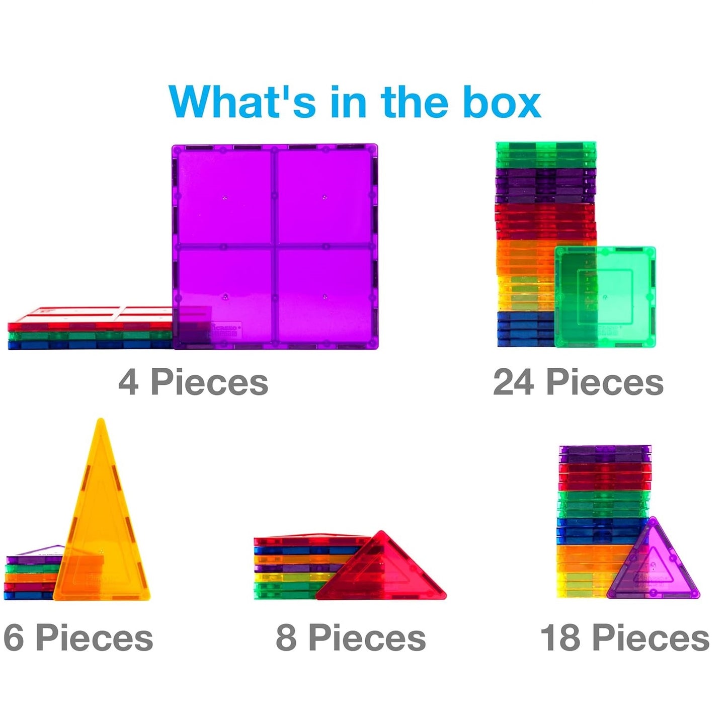 Magnetic Tiles 60pcs Kids Toys, Classroom Sensory Toy for Toddlers, STEM Learning Building Blocks, Montessori Pretend Play Magnet Tile Construction Set for Boys & Girls Ages 3+