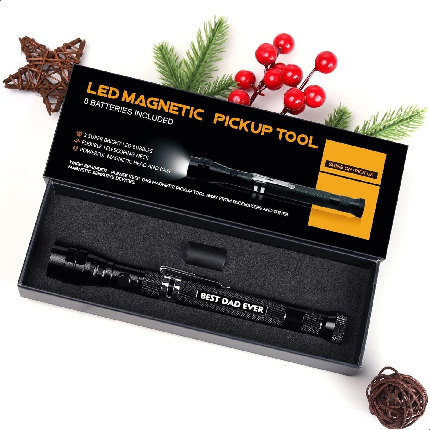 Best DAD Ever Telescoping Magnetic Pickup Tool - Father's Day & Birthday Gifts from Kids - Practical Presents for Dad