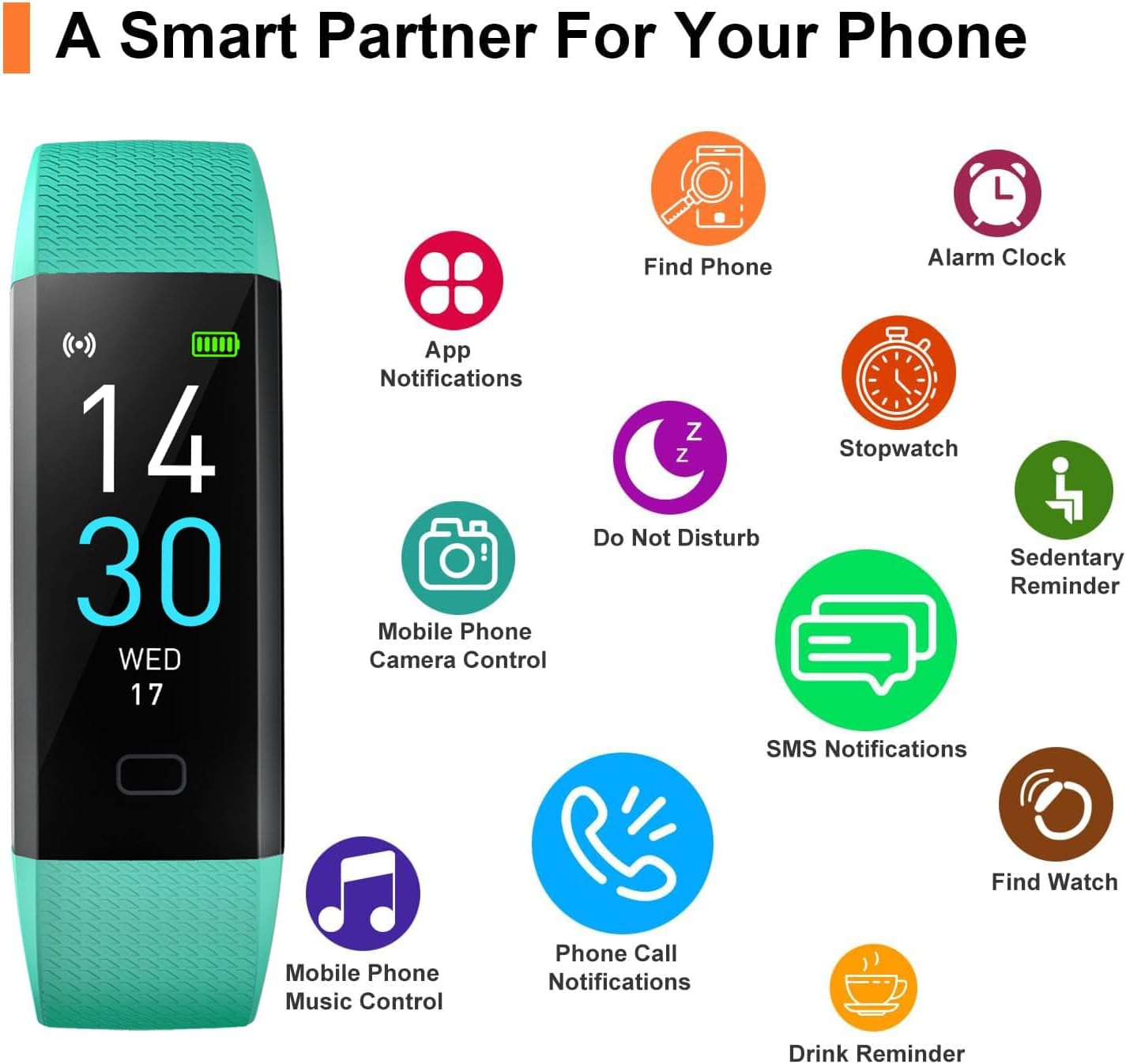Fitness Tracker Watch with Heart Rate & Sleep Monitor, Step Counter, Calorie Tracker & Multi-Sport Modes for Android & iOS (GREEN)