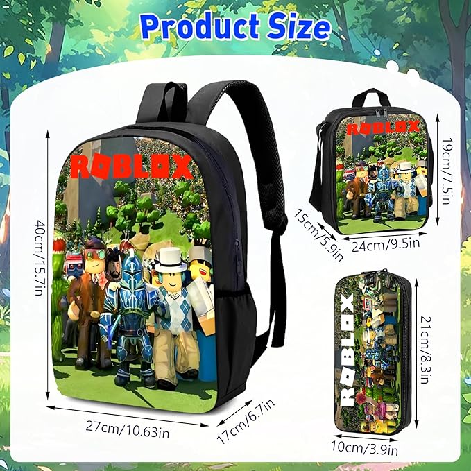 Kids Backpack Set with Lunch Bag & Pencil Case – Cartoon Toddler School Bag