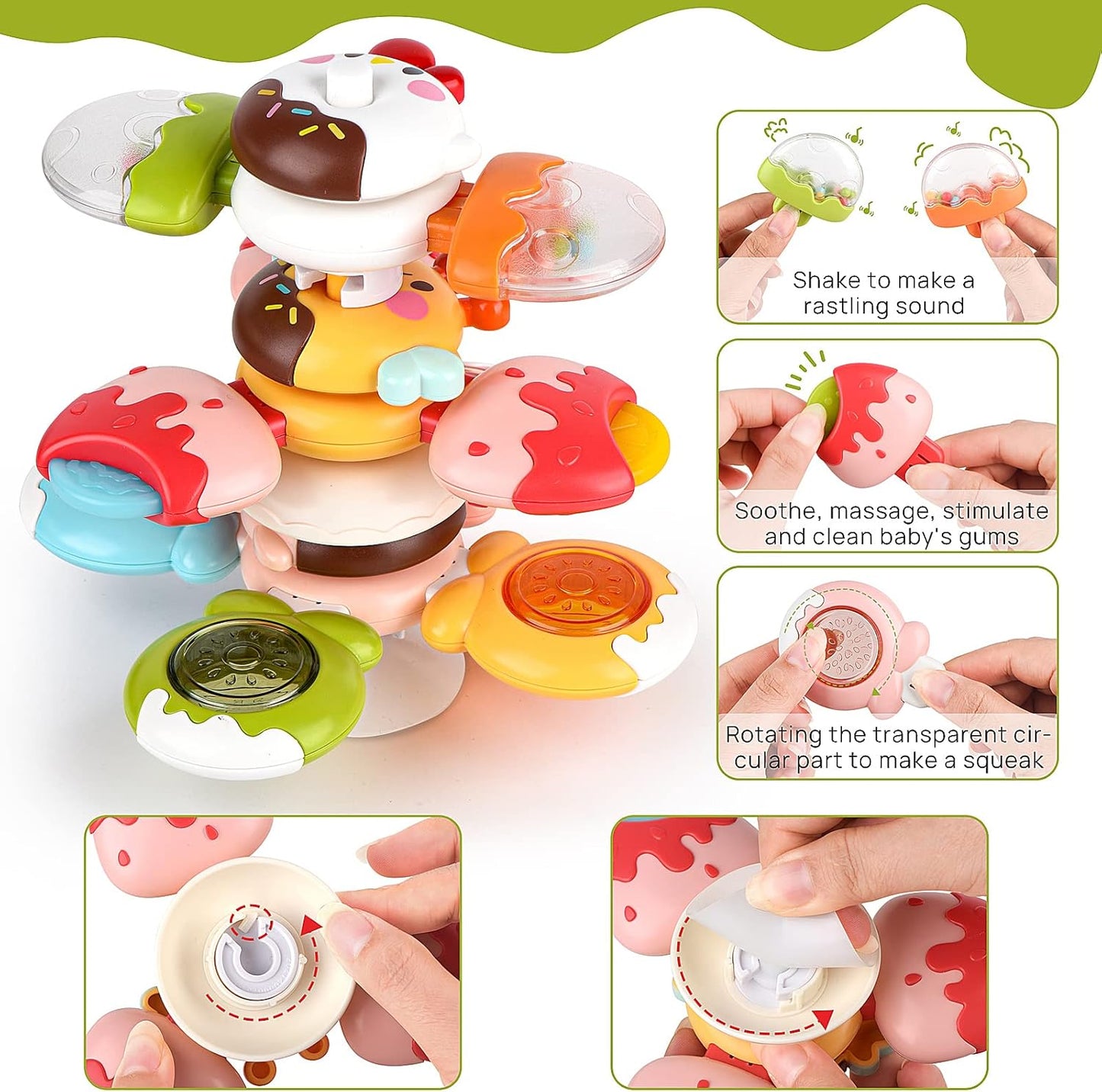 Suction Cup Spinner Sensory Bath Toy – Rotating & Detachable Fun for Babies 12-18 Months & Toddlers 1-3 (Perfect Birthday Gift for Boys & Girls)