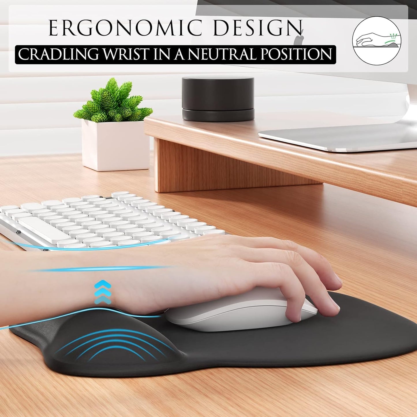 Ergonomic Gel Mouse Pad with Wrist Rest – Non-Slip Base, Smooth Lycra Surface (9.4" x 8.1")