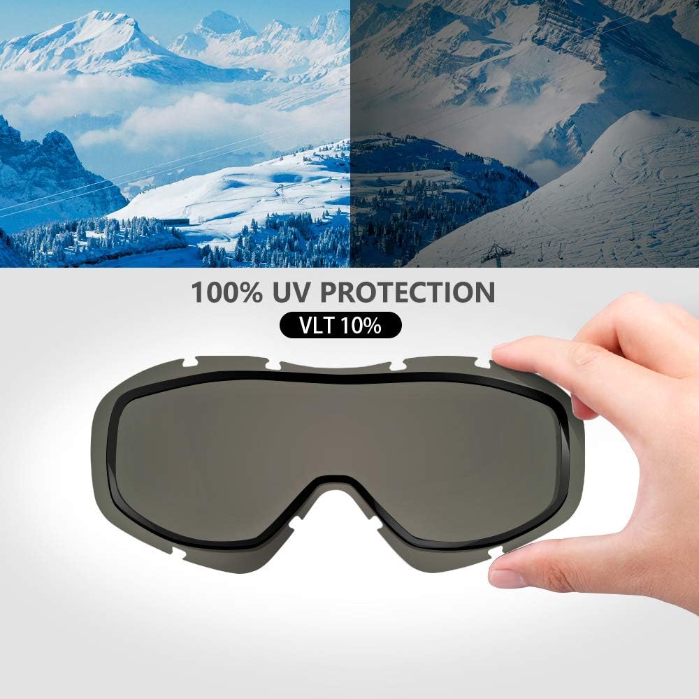 OTG (Over-the-Glasses) Design Ski & Snowboard Goggles for Men, Women & Youth with 100% UV Protection (White/Silver)