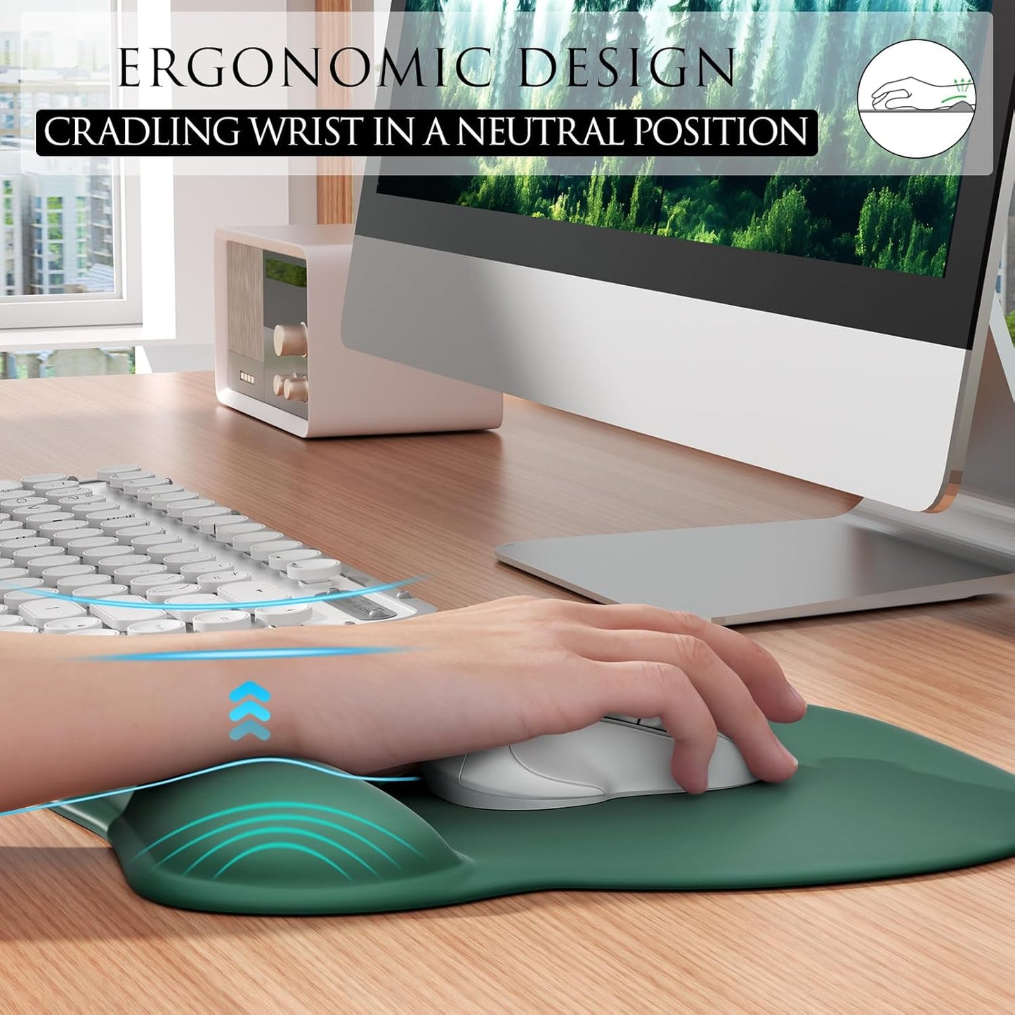 Ergonomic Gel Mouse Pad with Wrist Rest – Non-Slip Base, Smooth Lycra Surface (9.4" x 8.1")